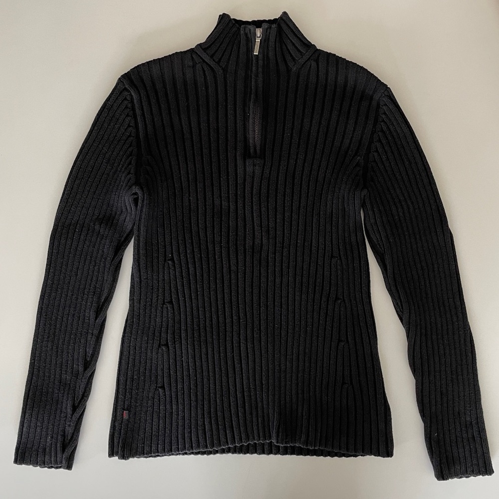 SOLD Lauren Ralph Lauren Black Ribbed 1/4th Zip Sweater